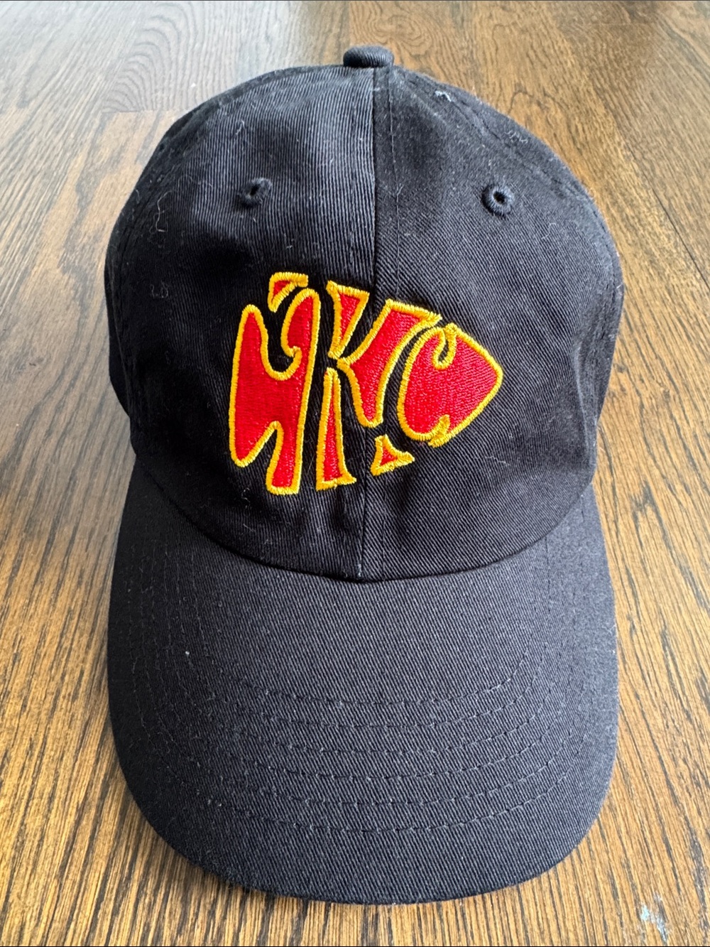 NWT Black Baseball Cap with Red & Yellow KC Chiefs Design